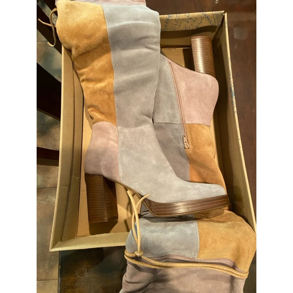 Free People Echo Platform Colorblock Boots, Size 8.5 or EU39